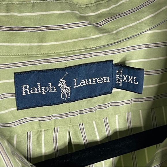 Polo Ralph Lauren Green Purple Vertical Striped Button Down Shirt Size XXL 2XL - Picture 2 of 8
